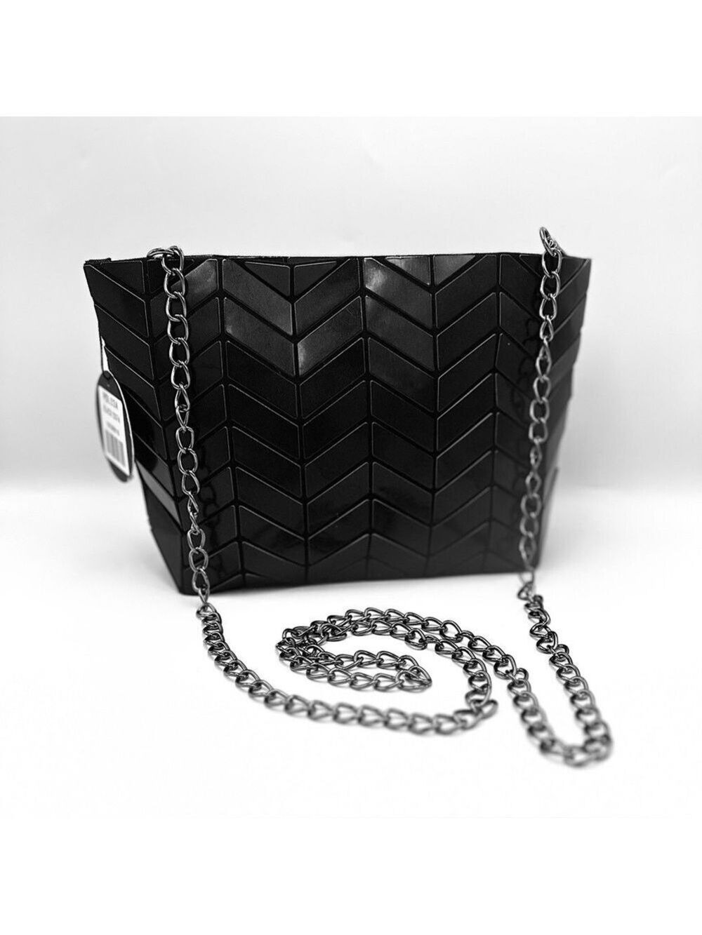 Patrizia Luca Geometric Crossbody Bag Clutch Purse Black Shimmer NWT